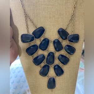 Navy Blue Bib Statement Necklace‎